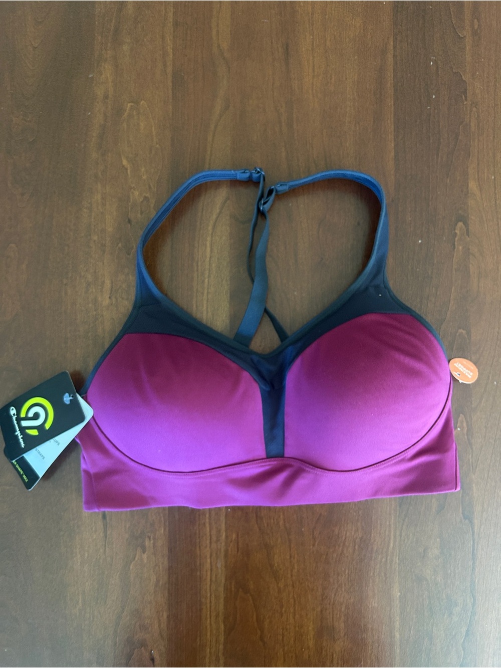 NWT ChampionWomen's Magenta Sports Bra with Black Trim - Comfortable Support
